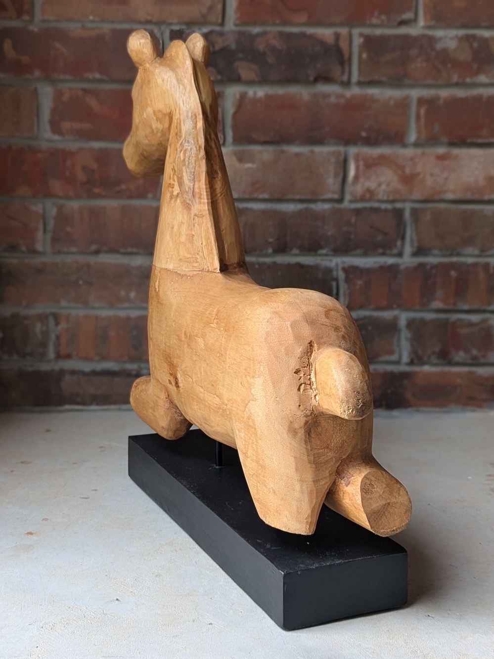 Pottery Barn Horse Equine Carved Wood Sculpture Primitive Farmhouse Decor Rustic - Picture 8 of 9